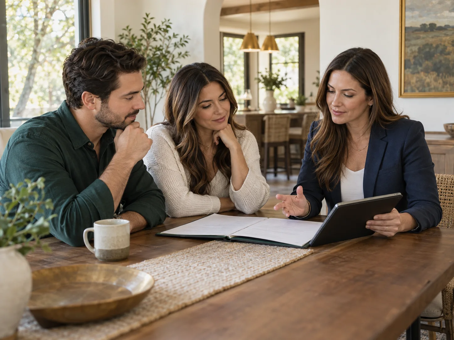 A mortgage advisor helping a couple prepare their finances for homeownership